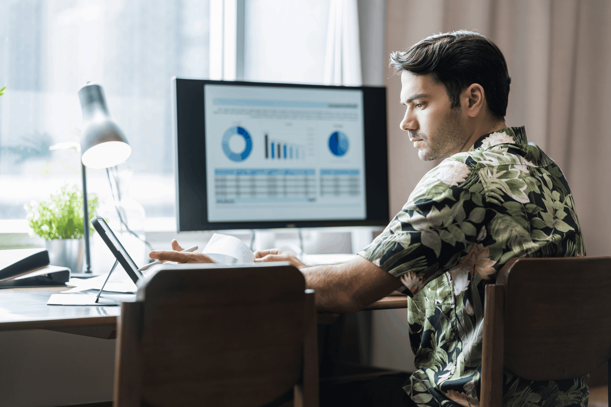 Amazon seller reviewing sales analytics